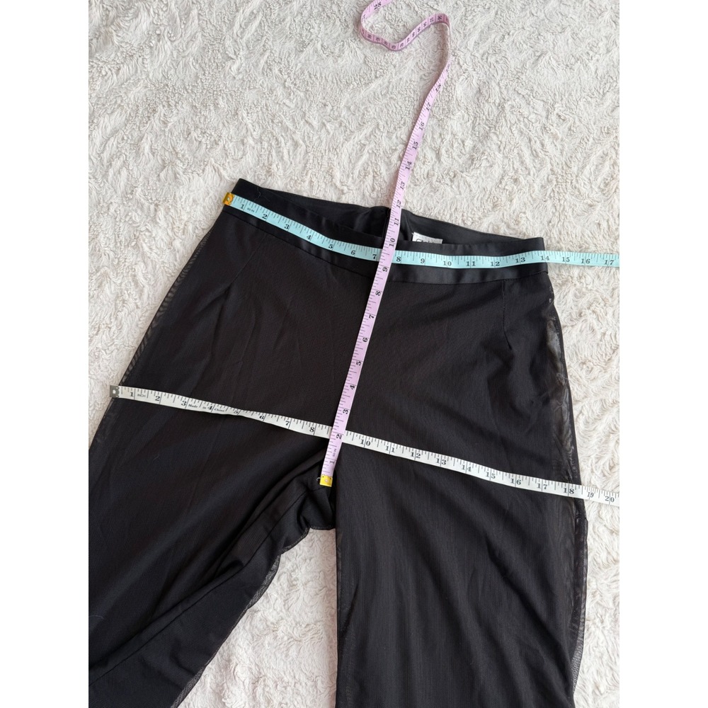 Cache Vintage Y2K 90s Black Mesh Flare Pants High Waisted Bell Bottom Trousers 4 - Picture 5 of 15